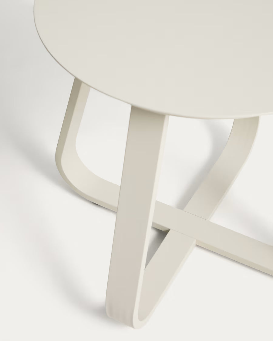 Kave Home Tamaris Ecru Aluminium Outdoor Side Table Ø48cm
