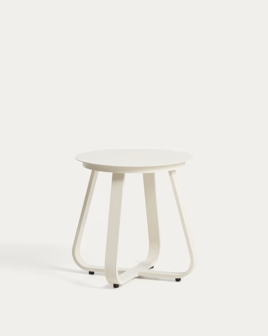 Kave Home Tamaris Ecru Aluminium Outdoor Side Table Ø48cm