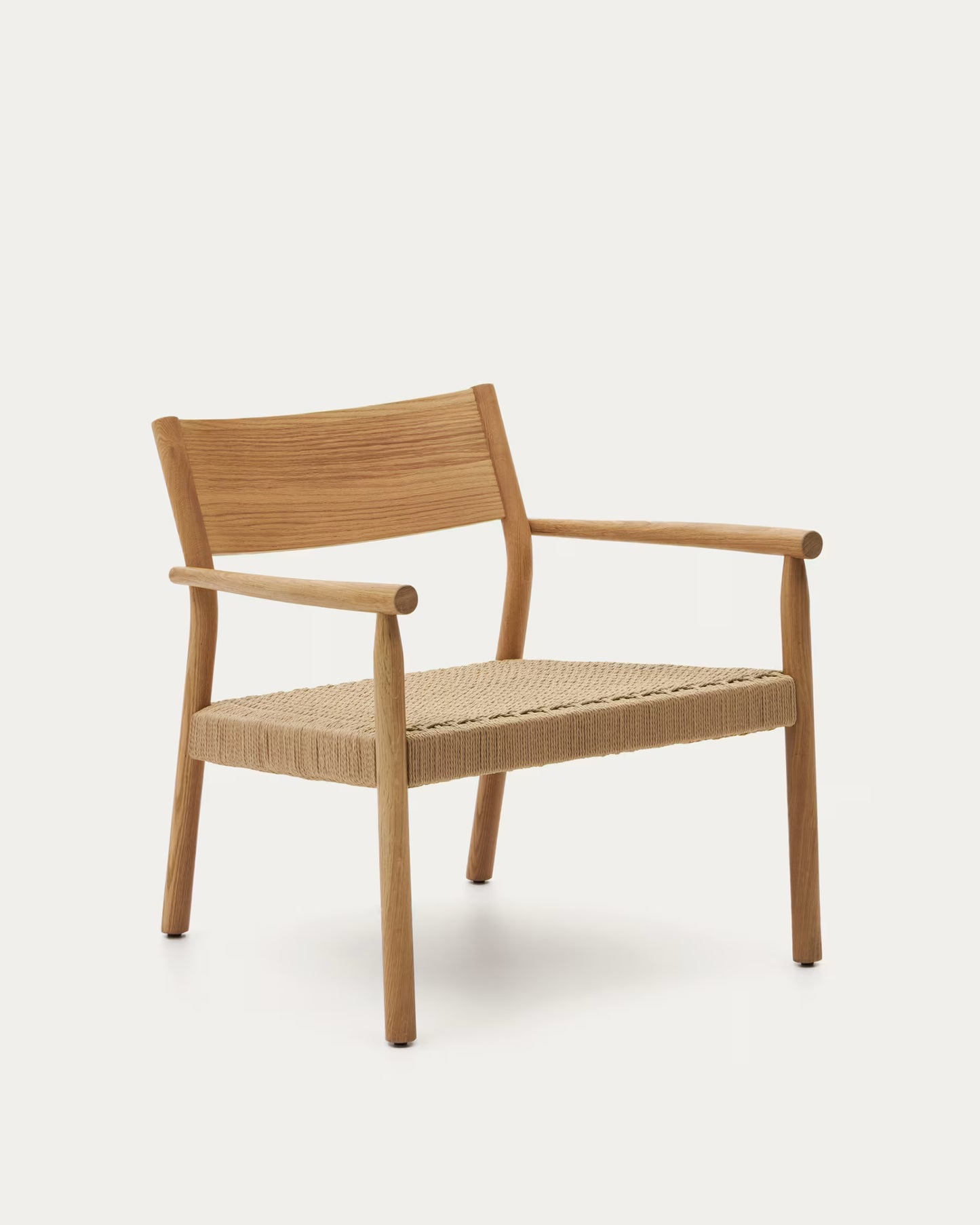 Kave Home Yalia Armchair in Solid Oak Wood with Natural Finish and Paper Rope Seat FSC Mix Credit