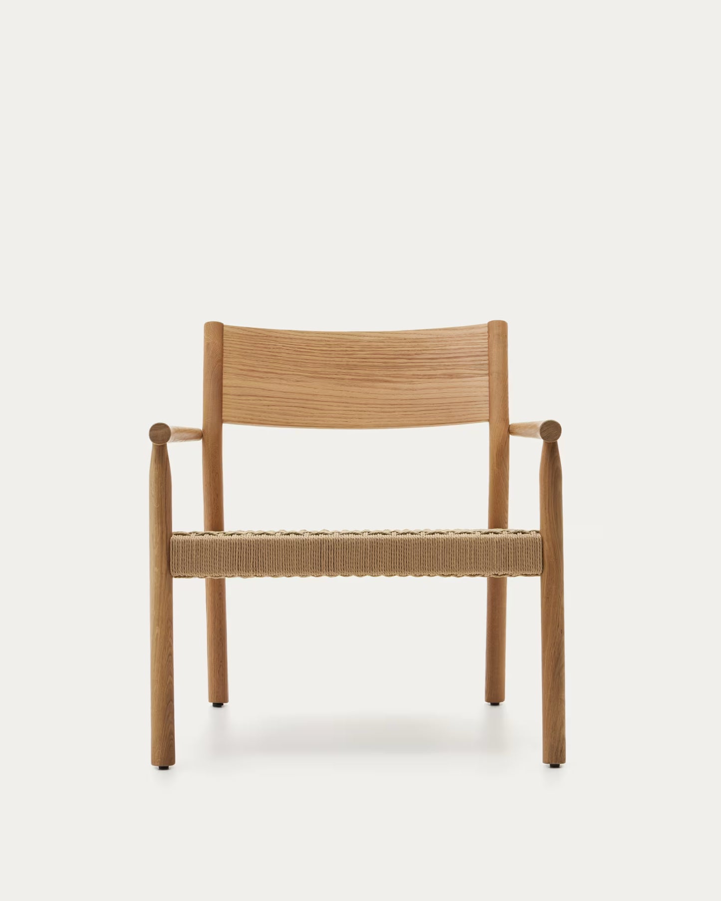 Kave Home Yalia Armchair in Solid Oak Wood with Natural Finish and Paper Rope Seat FSC Mix Credit