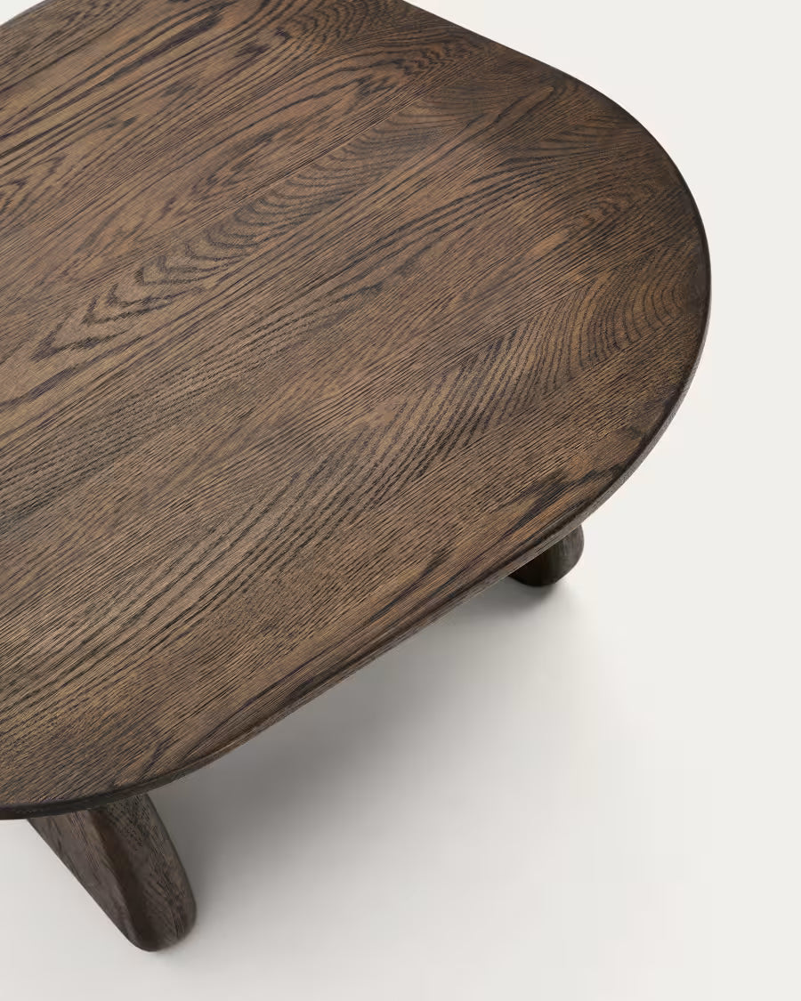 Kave Home Pirita Side Table Made from Solid Oak Wood in a Dark Finish, 71 x 70 cm FSC 100%