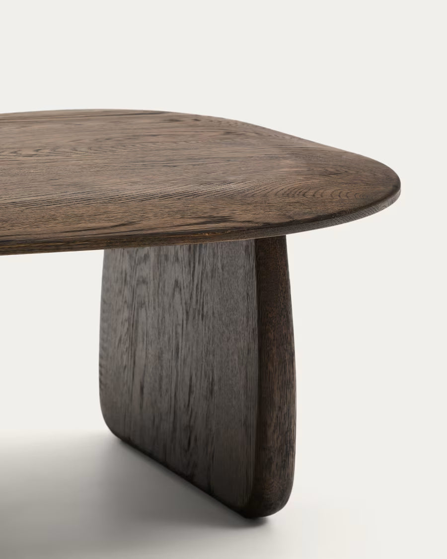 Kave Home Pirita Side Table Made from Solid Oak Wood in a Dark Finish, 71 x 70 cm FSC 100%