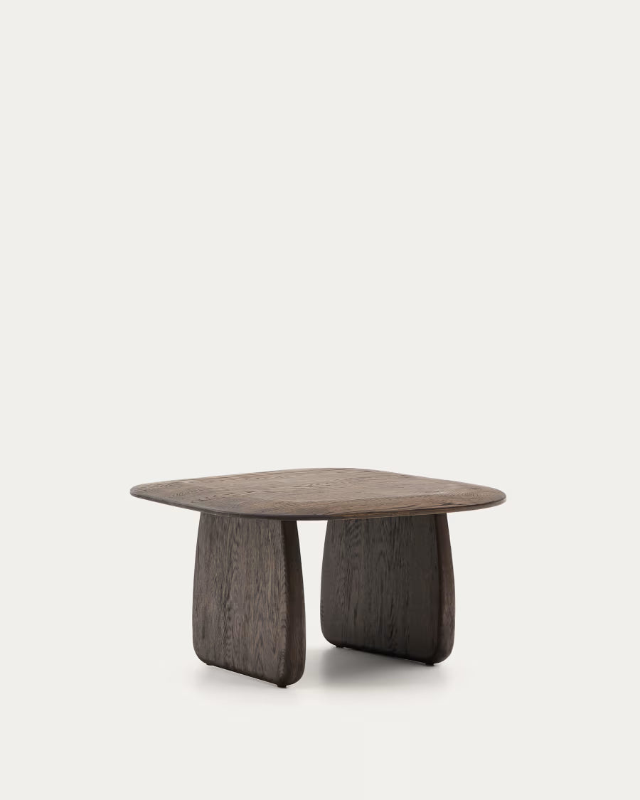 Kave Home Pirita Side Table Made from Solid Oak Wood in a Dark Finish, 71 x 70 cm FSC 100%