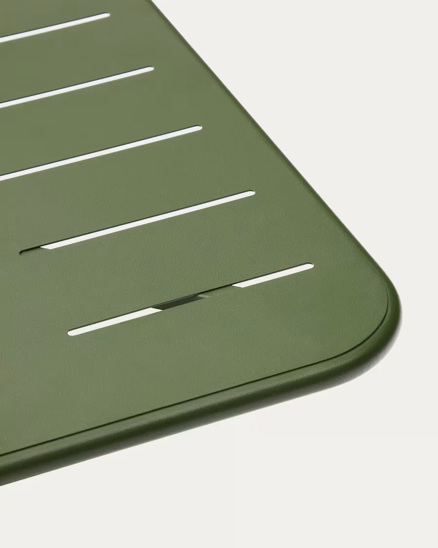 Kave Home Brai Outdoor Table in Green Galvanised Steel 70 x 70cm
