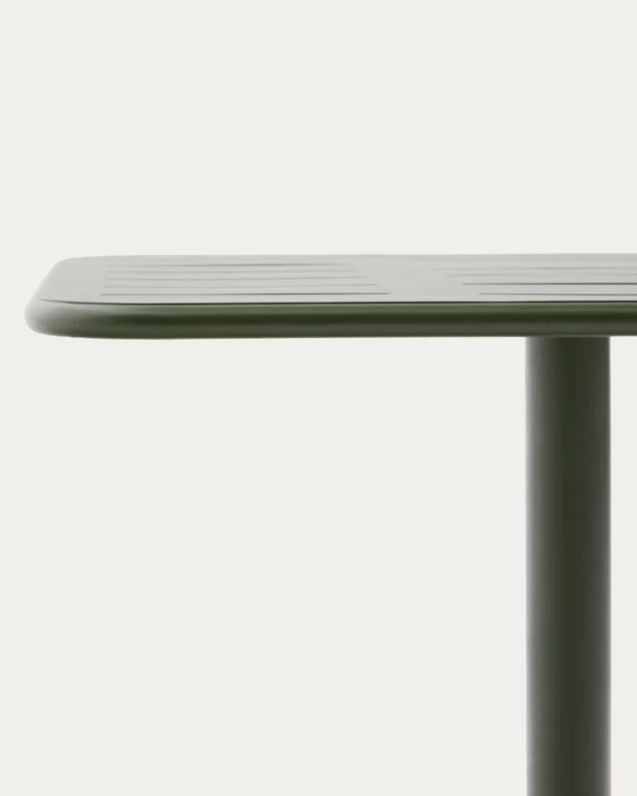Kave Home Brai Outdoor Table in Green Galvanised Steel 70 x 70cm