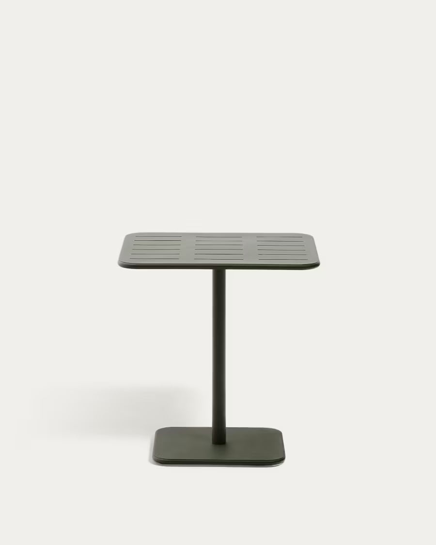Kave Home Brai Outdoor Table in Green Galvanised Steel 70 x 70cm