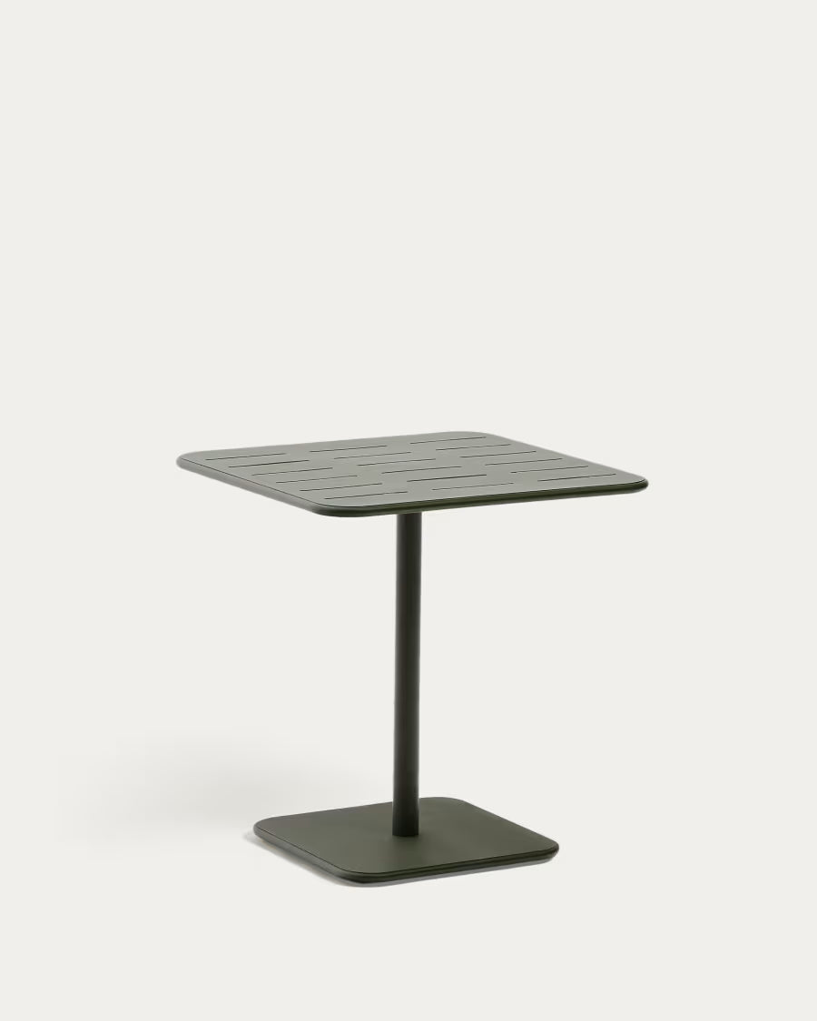Kave Home Brai Outdoor Table in Green Galvanised Steel 70 x 70cm