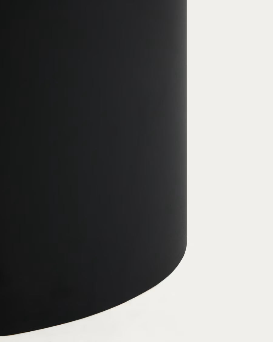 Kave Home Olir Side Table in Tempered Glass and Black Steel 48 x 46,8 cm