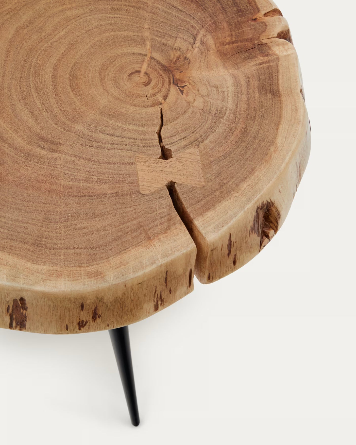 Kave Home Eider Side Table Made of Solid Acacia Wood and Steel Ø 40 x 30 cm