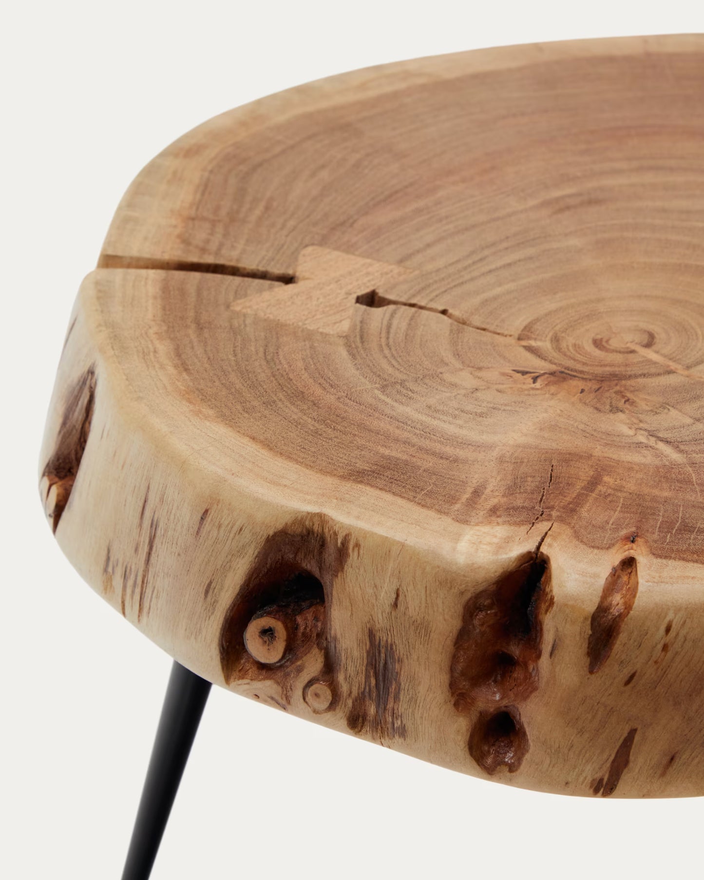 Kave Home Eider Side Table Made of Solid Acacia Wood and Steel Ø 40 x 30 cm