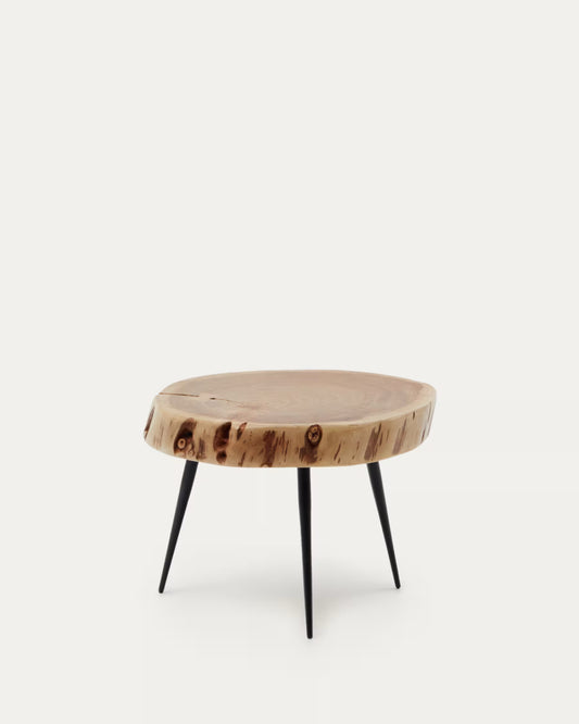 Kave Home Eider Side Table Made of Solid Acacia Wood and Steel Ø 40 x 30 cm