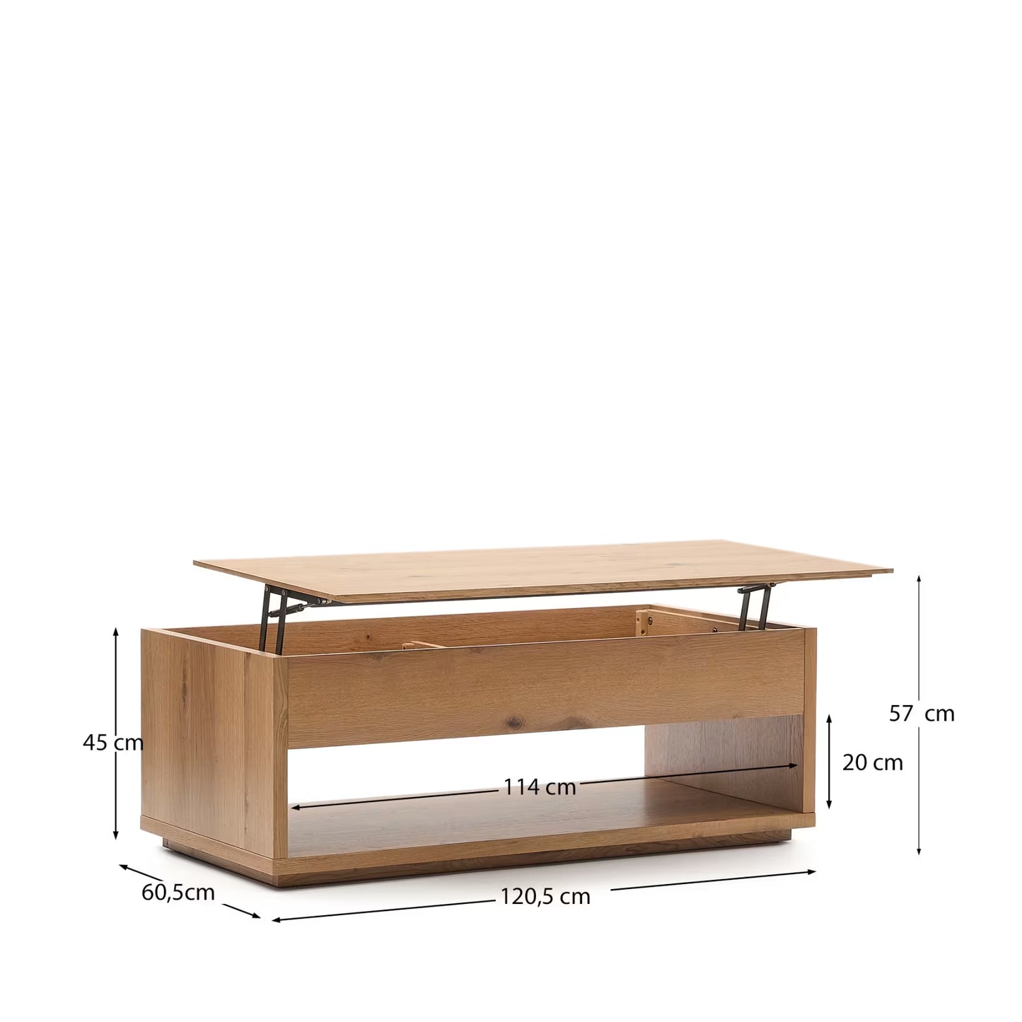 Kave Home Alguema Raisable Coffee Table in Oak Veneer with Natural Finish 120 x 60 cm