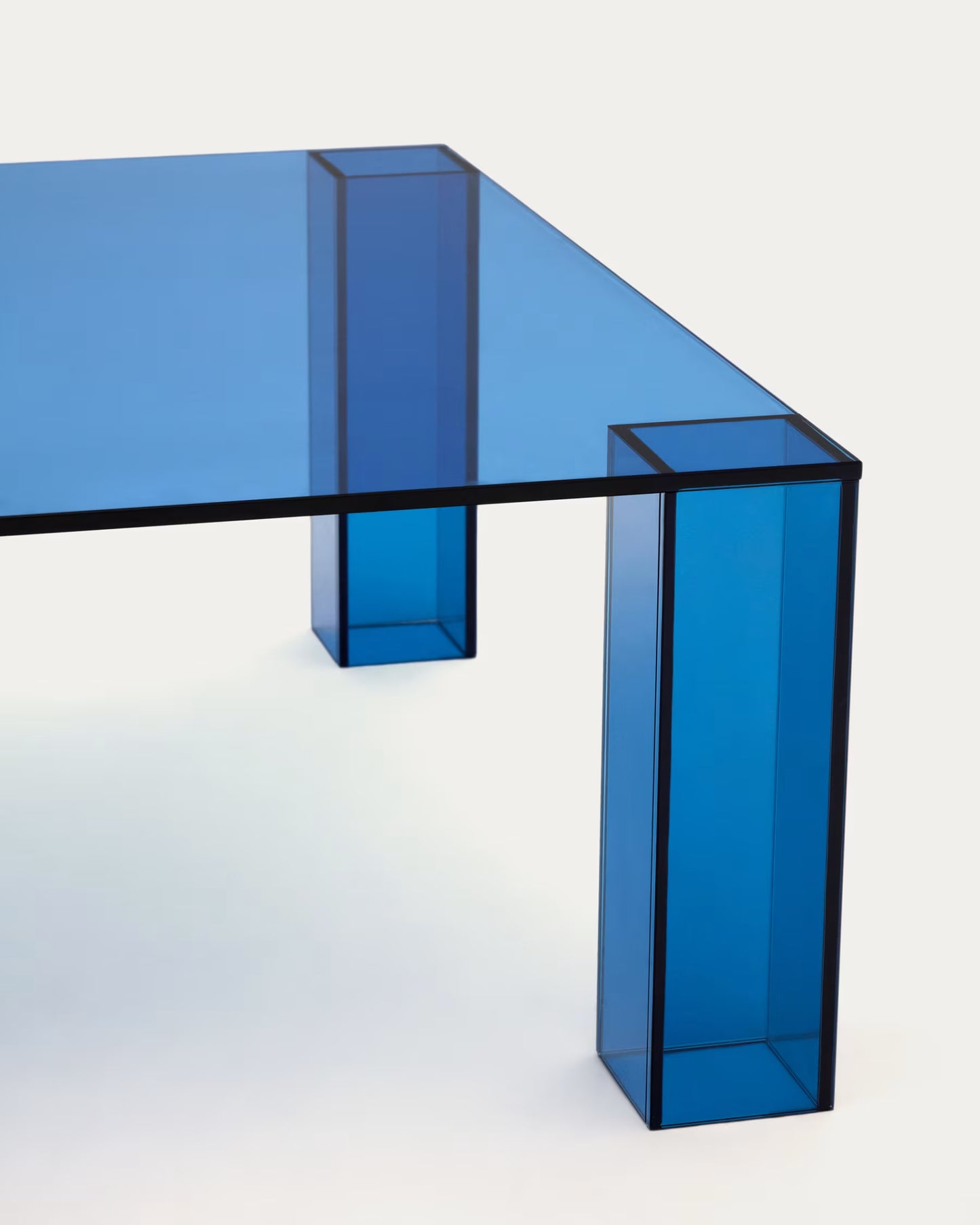 Kave Home Adularia Blue, Tempered-Glass Side Table, 85 x 85 cm