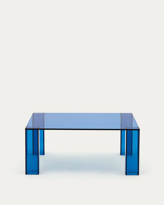 Kave Home Adularia Blue, Tempered-Glass Side Table, 85 x 85 cm