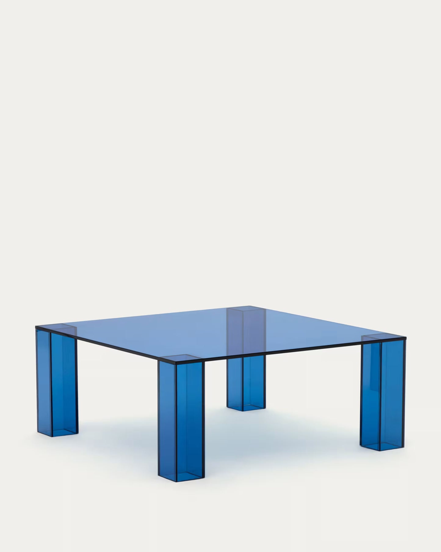 Kave Home Adularia Blue, Tempered-Glass Side Table, 85 x 85 cm