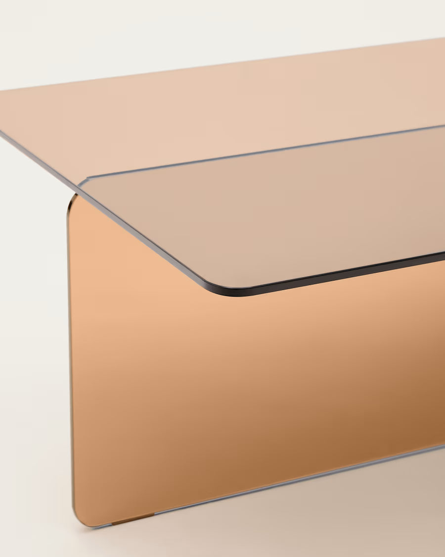 Kave Home Zaren Brown, Tempered-Glass Coffee Table, 120 x 60 cm
