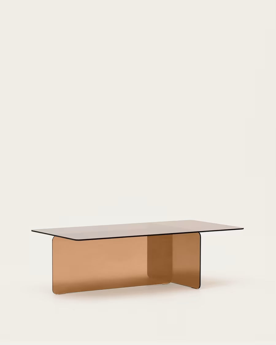 Kave Home Zaren Brown, Tempered-Glass Coffee Table, 120 x 60 cm