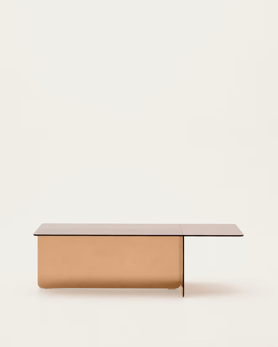 Kave Home Zaren Brown, Tempered-Glass Coffee Table, 120 x 60 cm
