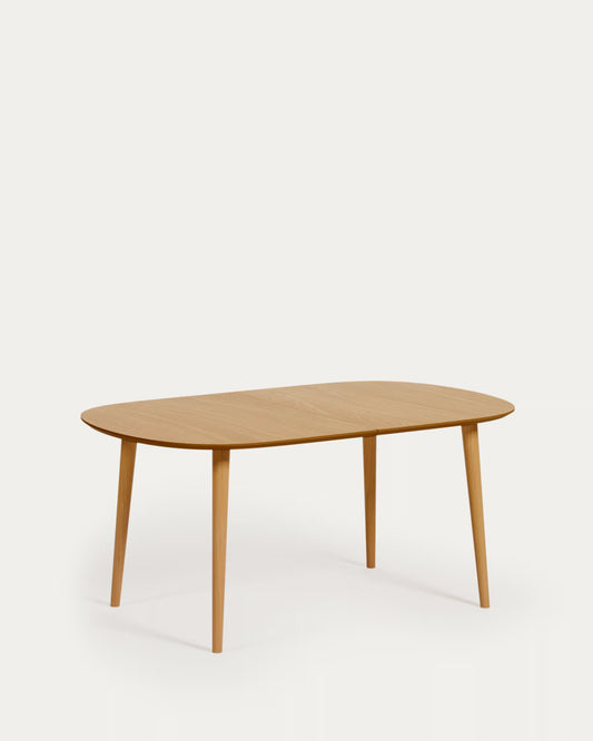 Kave Home Oqui Extendable Oak Veneer Table with Solid Wood Legs 160 (260) x 100 cm