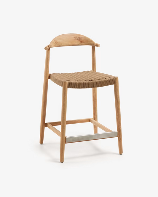 Kave Home Nina stool in solid acacia wood height 62 cm