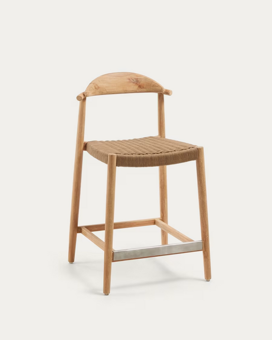 Kave Home 2 x Nina stool in solid acacia wood height 62 cm