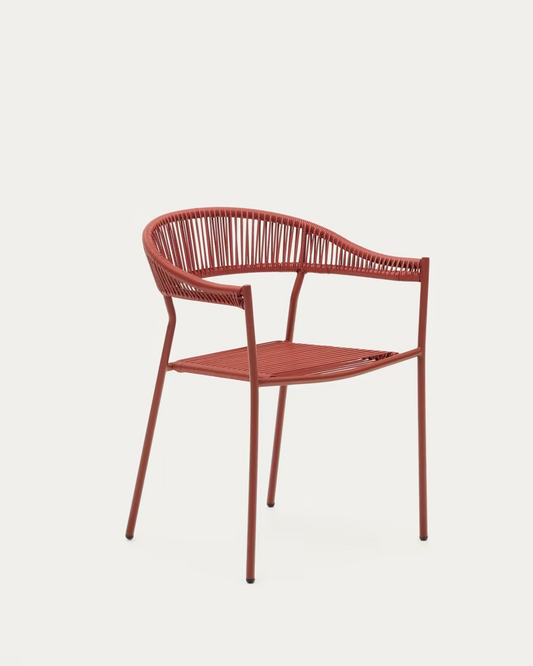 Kave Home 2 x Futadera stackable outdoor chair in terracotta synthetic cord