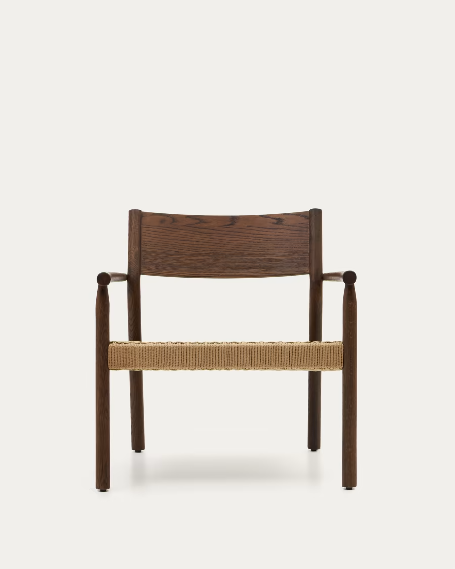 Kave Home Yalia armchair in solid oak with a walnut finish