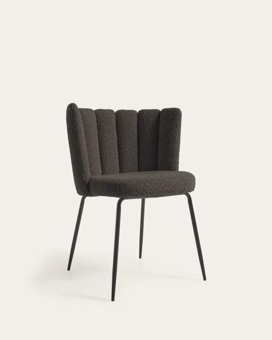 Kave Home Aniela chair in black sheepskin and metal with black finish RRP £209