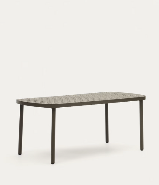 Kave Home Joncols outdoor aluminium table with coated green finish, 180x90