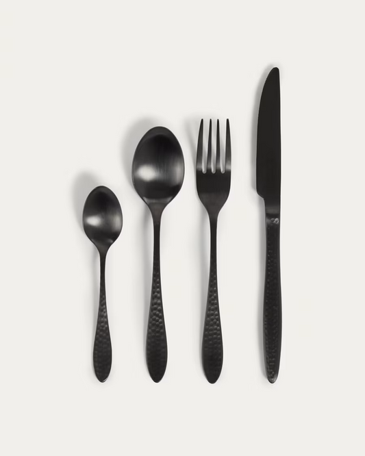 Kave Home Yarine set of 16 black cutlery