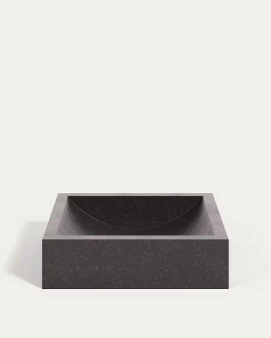Kave Home Delina countertop washbasin in black terrazzo 40 x 45 cm