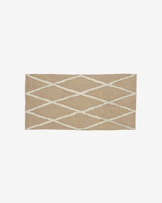 Kave Home Abena rug in natural and white jute and cotton rug 70 x 140 cm