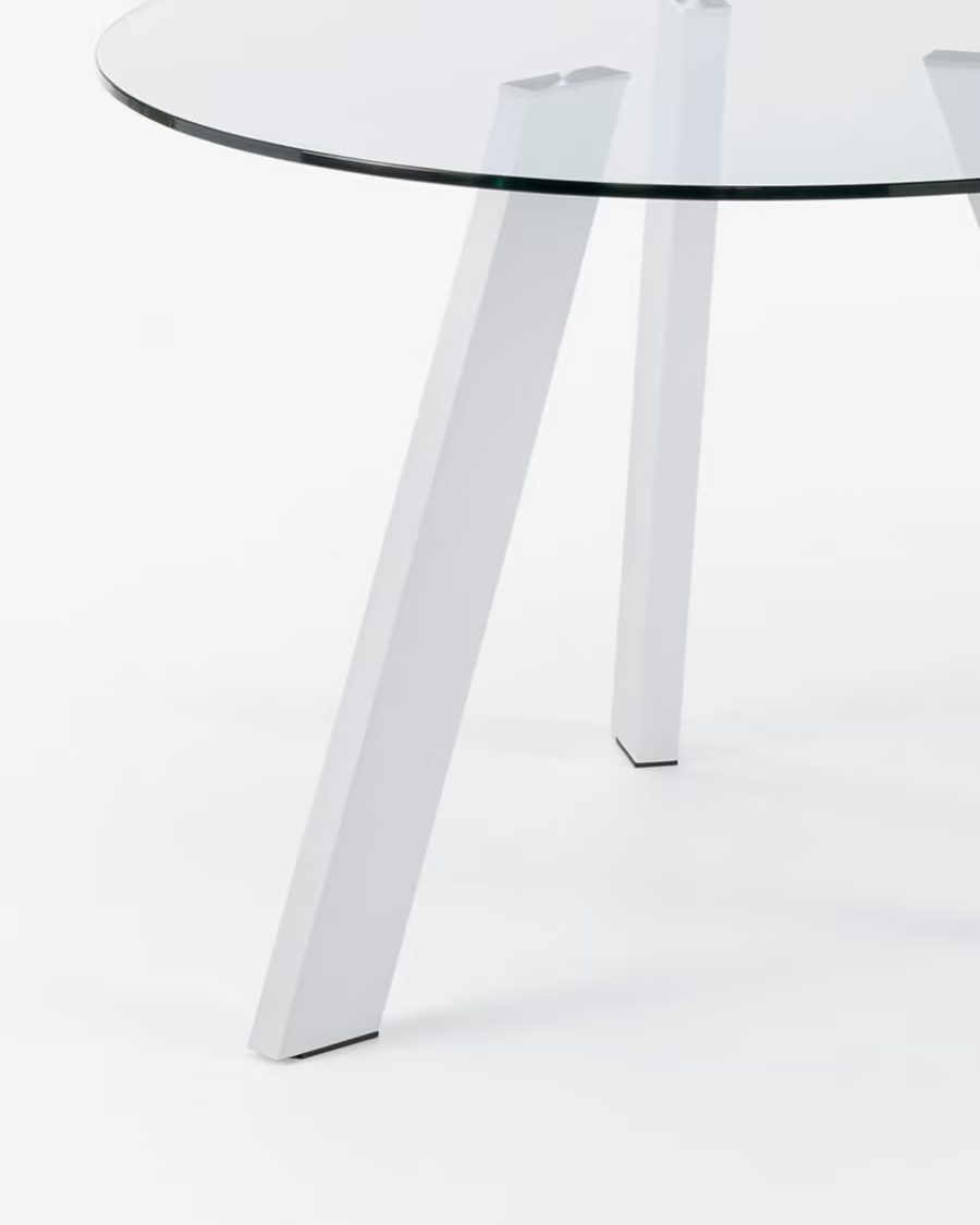 Kave Home Carib Table 110 epoxy blanc verre trasparent
