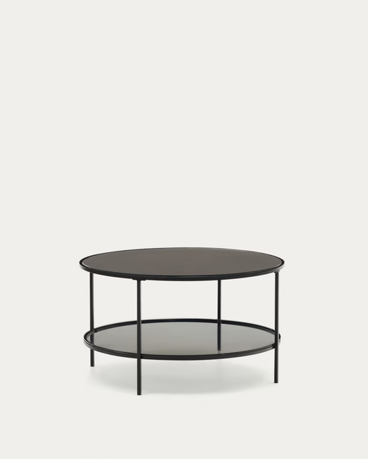 Kave Home Gilda tempered glass and metal coffee table with a matte black finish,