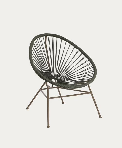 Kave Home Samantha armchair with green cord and galvanised steel