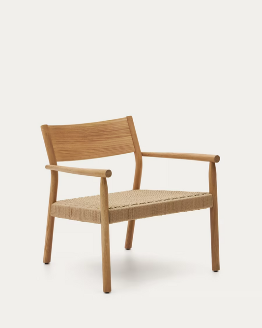 Kave Home Yalia armchair in natural solid oak 100% FSC with paper rope seat