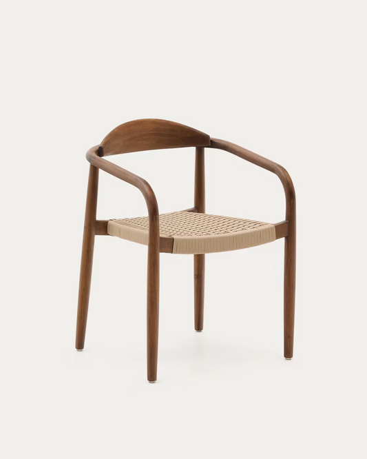 Kave Home 1 x Nina stackable chair in solid acacia wood with walnut finish
