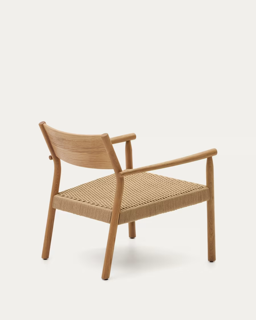 Kave Home Yalia armchair in natural solid oak 100% FSC with paper rope seat