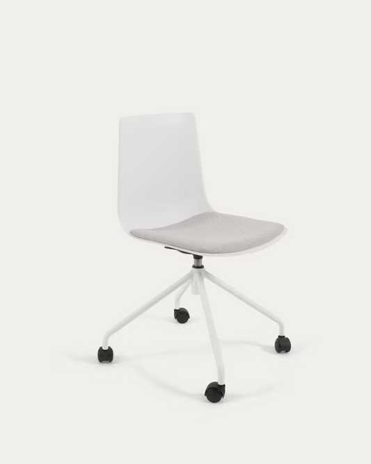 Kave Home Ralfi white desk chair with light grey seat