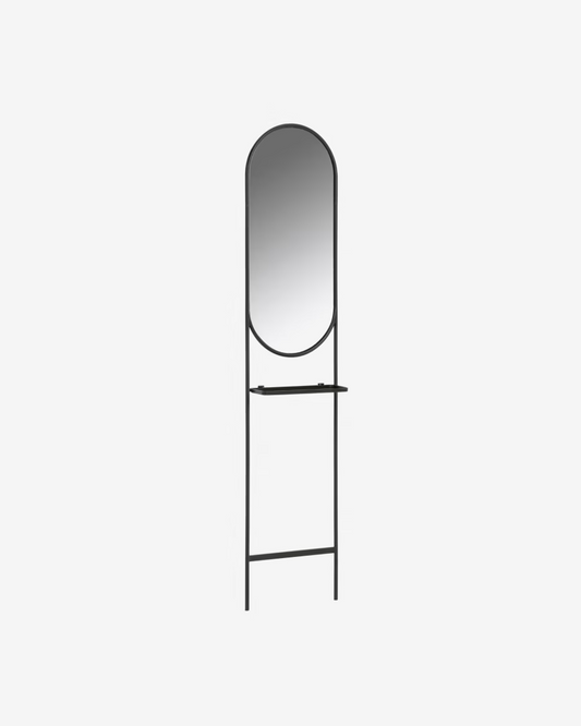 Kave Home Zelma mirror in black steel, 41 x 184 cm