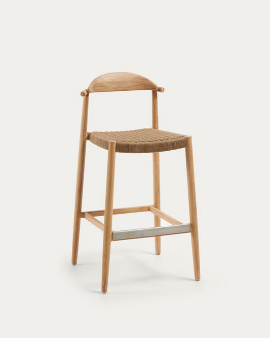 Kave Home 2 x Nina stool in solid acacia wood, height 76 cm