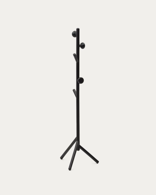 Kave Home Nadue coat rack in solid beech wood with black finish 170 cm