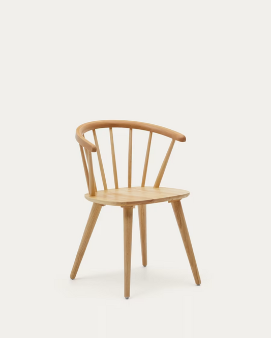 Kave Home 2 x Trise MDF and solid rubber wood chair with natural lacquer