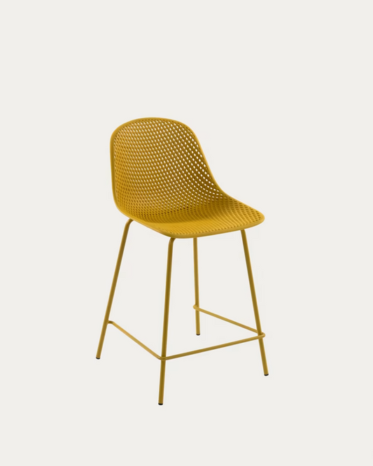 Kave Home Quinby outdoor stool in yellow, height 65 cm