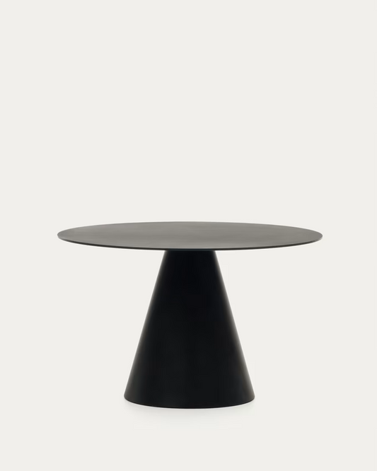 Kave Home Wilshire  tempered glass metal table in black , Ø 120