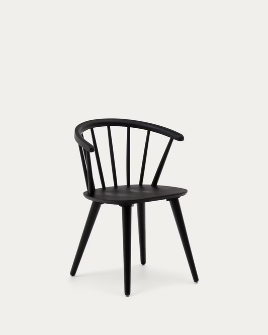 Kave Home 2 x Trise MDF and solid rubber wood chair with black lacquer