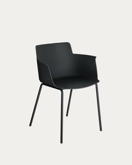 Kave Home  Hannia Black Chair with Arms Light Damage