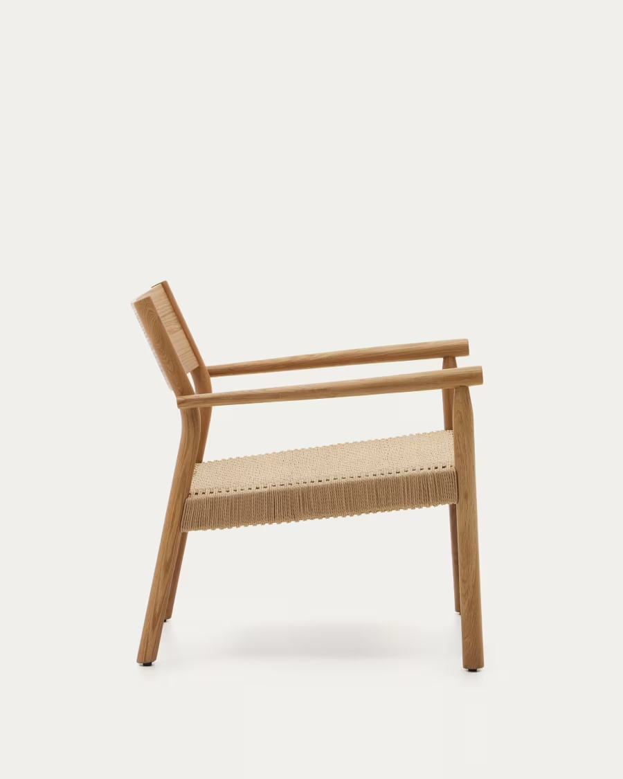 Kave Home Yalia armchair in natural solid oak 100% FSC with paper rope seat