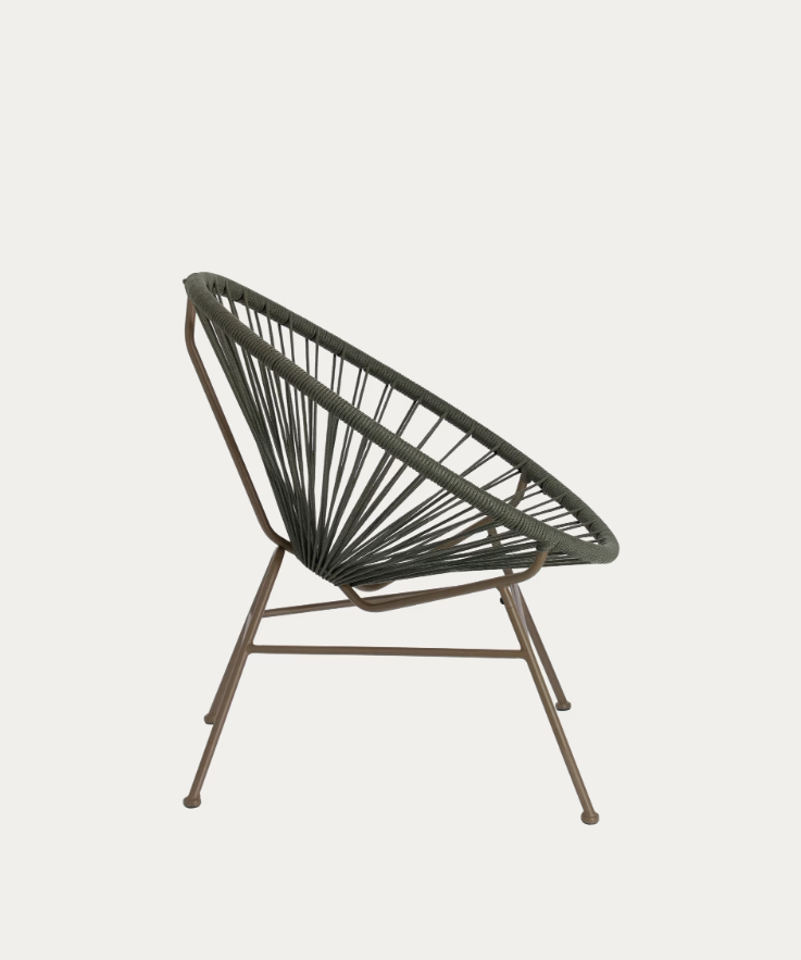 Kave Home Samantha armchair with green cord and galvanised steel